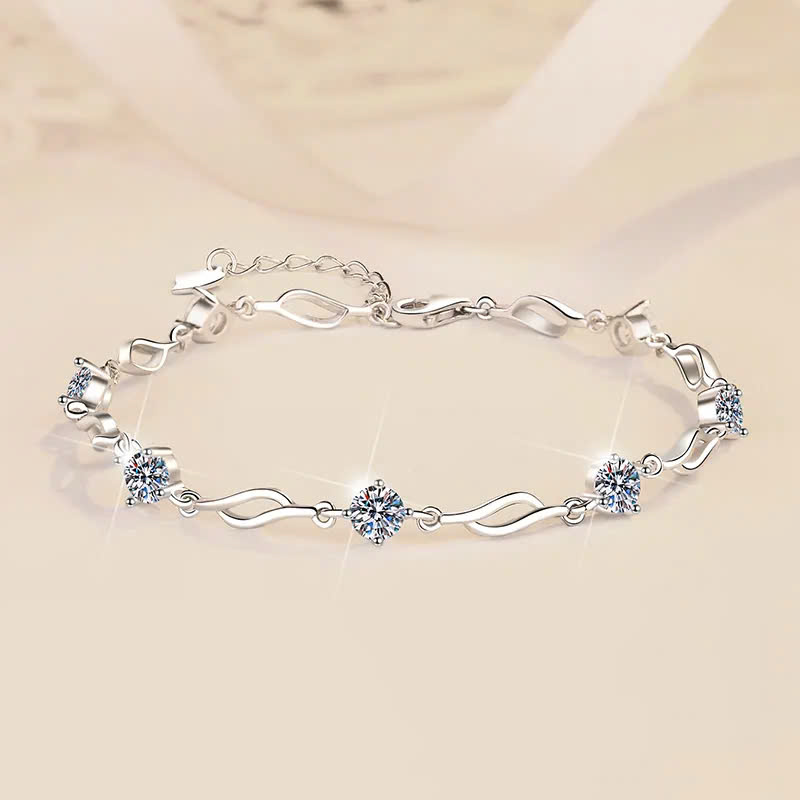 Vòng Tay ESME ESSL012 Kim Cương Đá Moissanite Bạc 925 Xi Kim 5 lớp