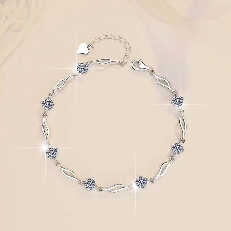 Vòng Tay ESME ESSL012 Kim Cương Đá Moissanite Bạc 925 Xi Kim 5 lớp