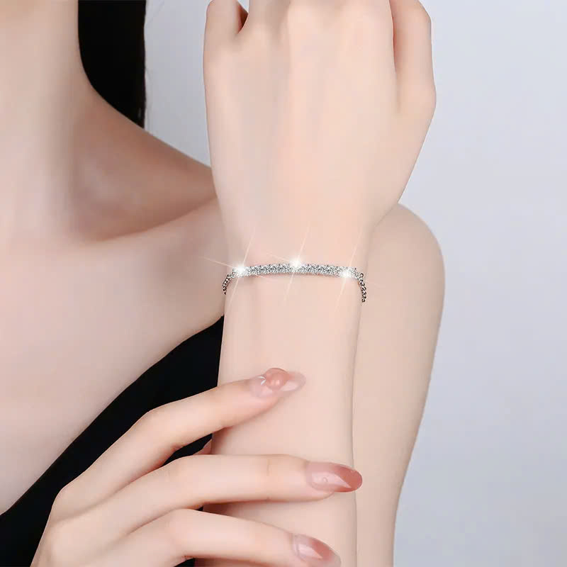Vòng Tay ESME ESSL010 Kim Cương Đá Moissanite Bạc 925 Xi Kim 5 lớp
