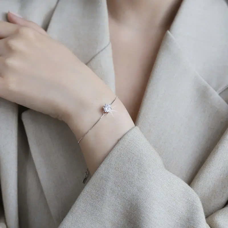 Vòng Tay ESME ESSL004 Kim Cương Đá Moissanite Bạc 925 Xi Kim 5 lớp