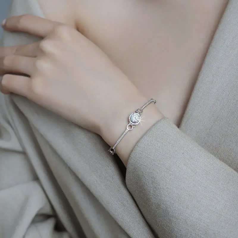 Vòng Tay ESME ESSL003 Kim Cương Đá Moissanite Bạc 925 Xi Kim 5 lớp
