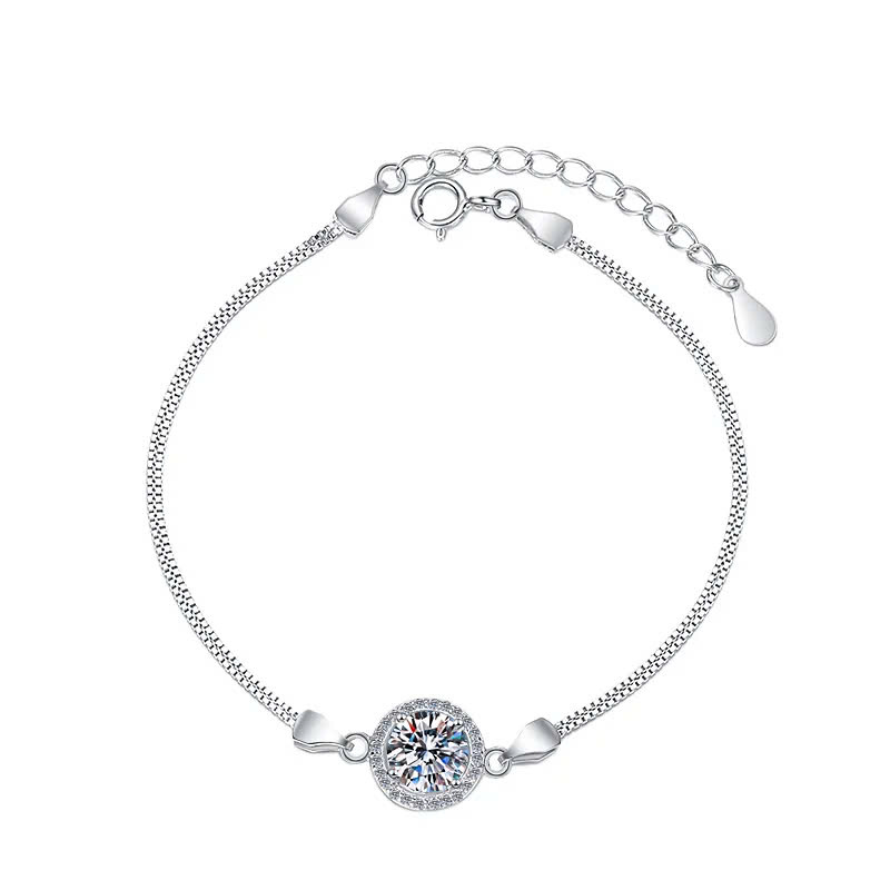 Vòng Tay ESME ESSL001 Kim Cương Đá Moissanite Bạc 925 Xi Kim 5 lớp