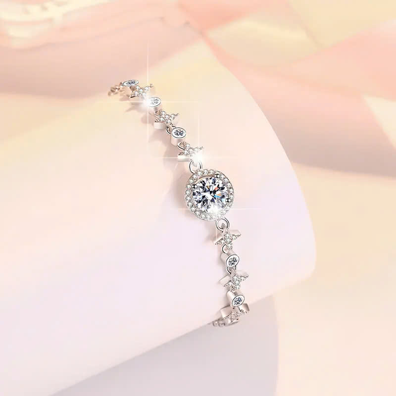 Vòng Tay ESME ESSL020 Kim Cương Đá Moissanite Bạc 925 Xi Kim 5 lớp
