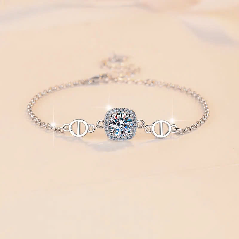 Vòng Tay ESME ESSL029 Kim Cương Đá Moissanite Bạc 925 Xi Kim 5 lớp