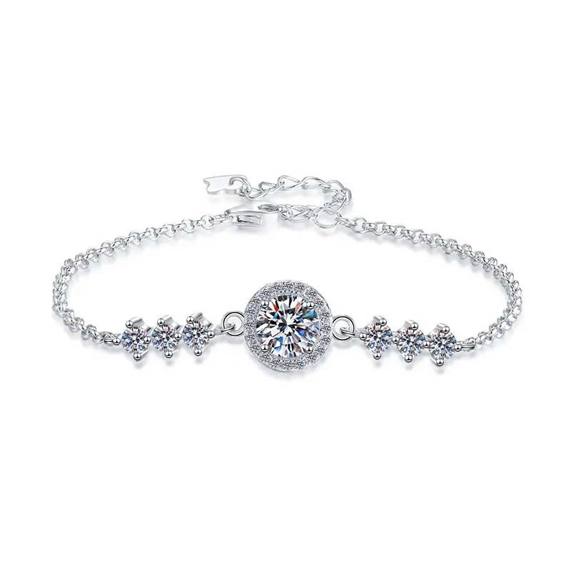Vòng Tay ESME ESSL028 Kim Cương Đá Moissanite Bạc 925 Xi Kim 5 lớp