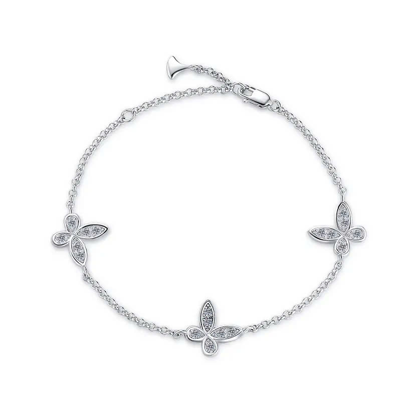 Vòng Tay ESME ESSL032 Kim Cương Đá Moissanite Bạc 925 Xi Kim 5 lớp