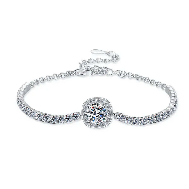 Vòng Tay ESME ESSL024 Kim Cương Đá Moissanite Bạc 925 Xi Kim 5 lớp
