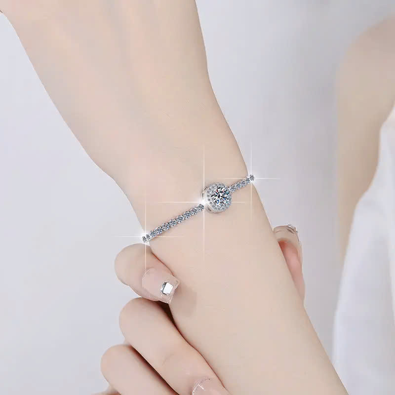 Vòng Tay ESME ESSL024 Kim Cương Đá Moissanite Bạc 925 Xi Kim 5 lớp