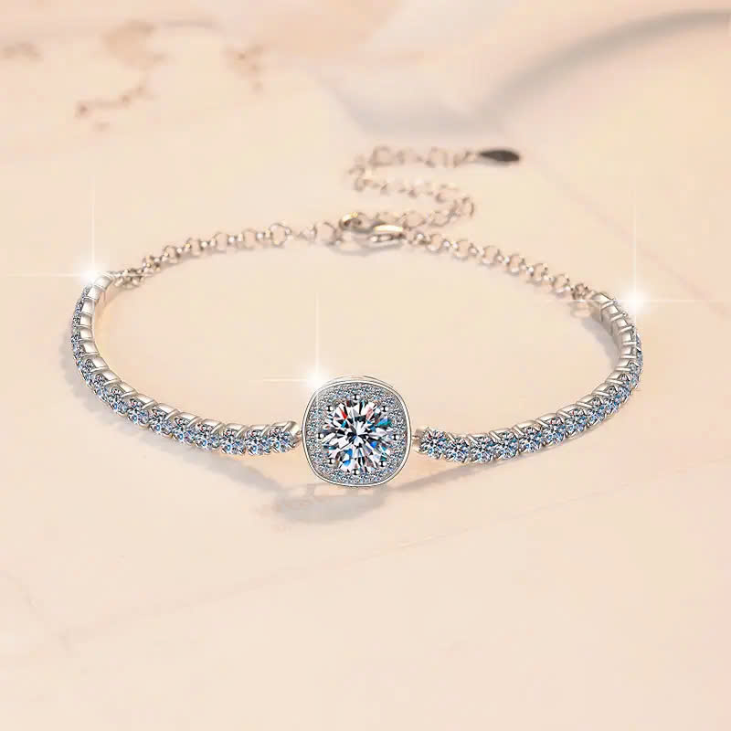 Vòng Tay ESME ESSL024 Kim Cương Đá Moissanite Bạc 925 Xi Kim 5 lớp