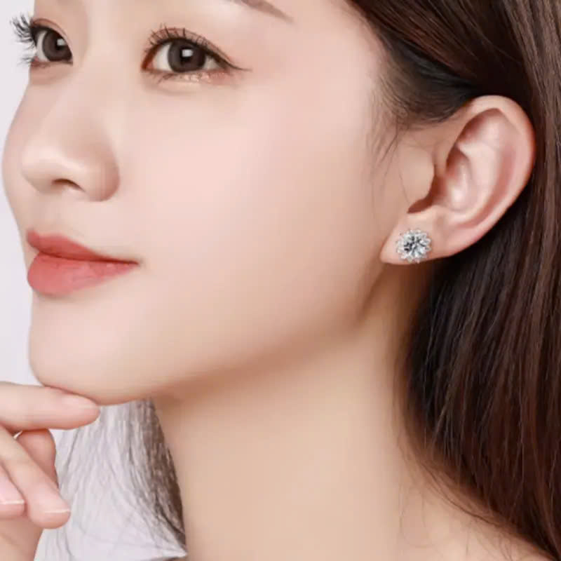 Bông Tai ESME ESES005 Kim Cương Đá Moissanite Bạc 925 Xi Kim 5 lớp