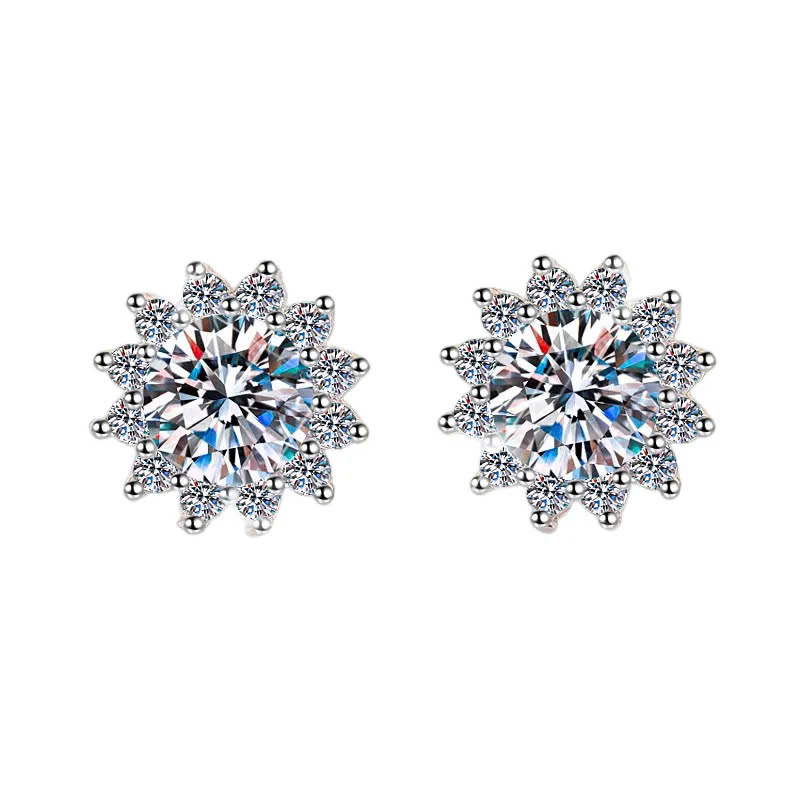 Bông Tai ESME ESES005 Kim Cương Đá Moissanite Bạc 925 Xi Kim 5 lớp