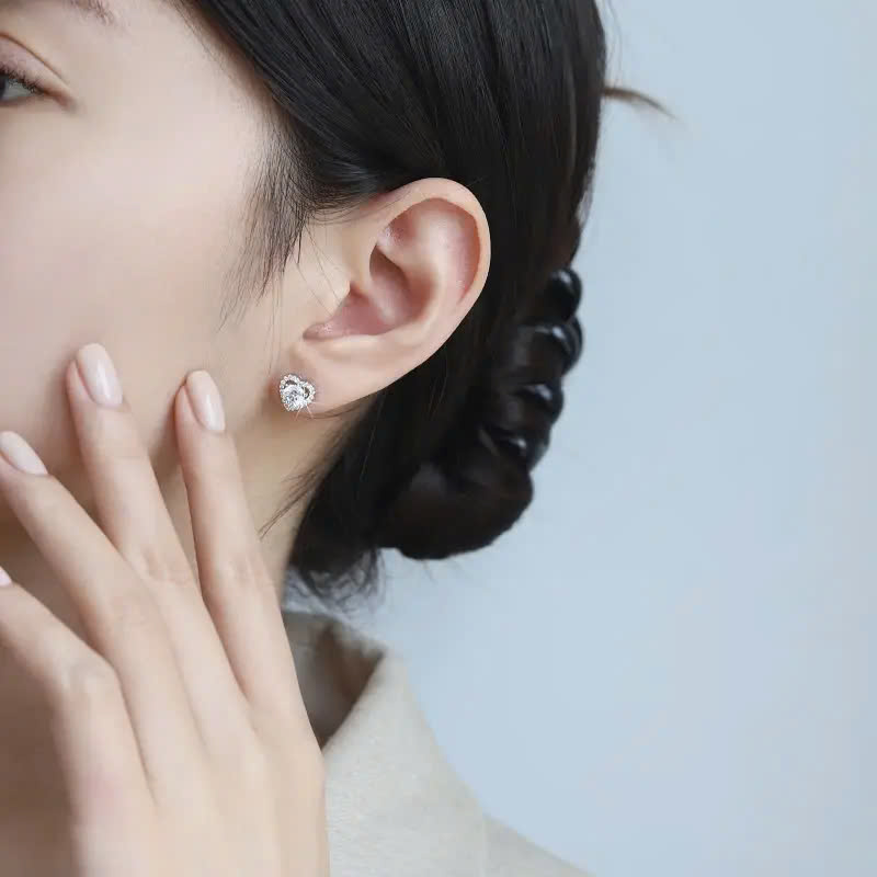 Bông Tai ESME ESES001 Kim Cương Đá Moissanite Bạc 925 Xi Kim 5 lớp