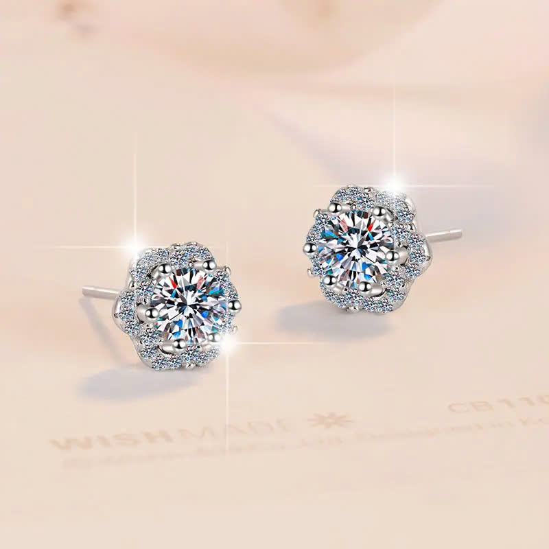 Bông Tai ESME ESES050 Kim Cương Đá Moissanite Bạc 925 Xi Kim 5 lớp