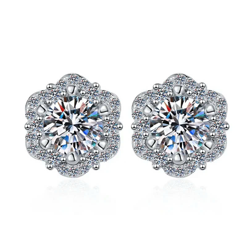 Bông Tai ESME ESES050 Kim Cương Đá Moissanite Bạc 925 Xi Kim 5 lớp