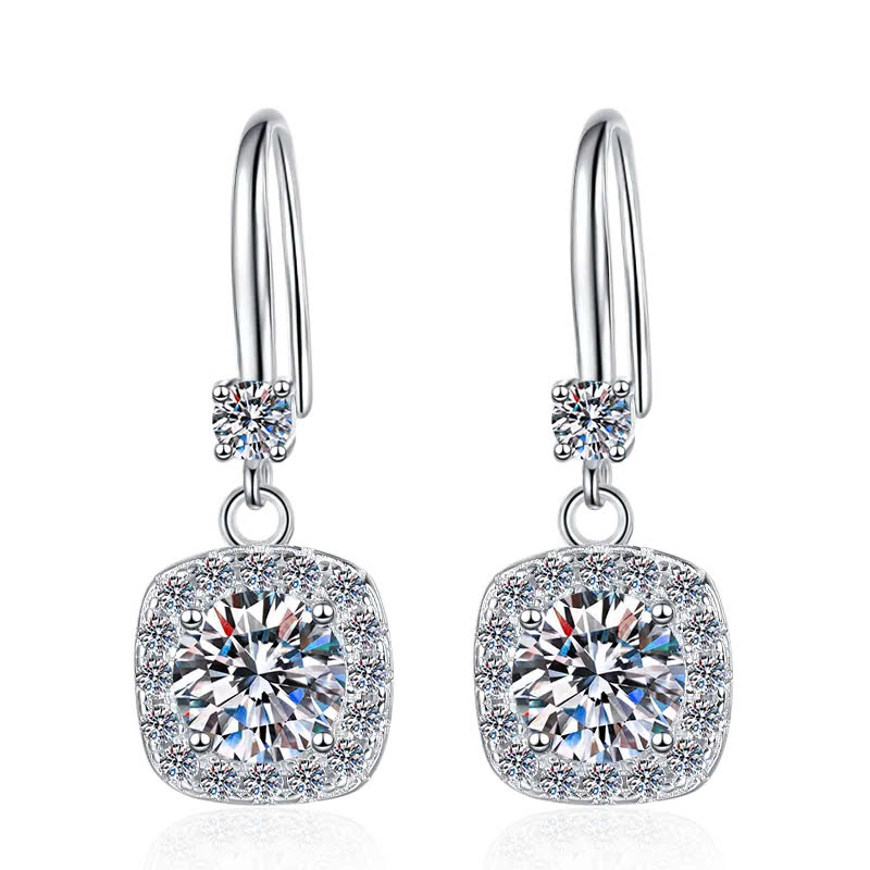 Bông Tai ESME ESES049 Kim Cương Đá Moissanite Bạc 925 Xi Kim 5 lớp
