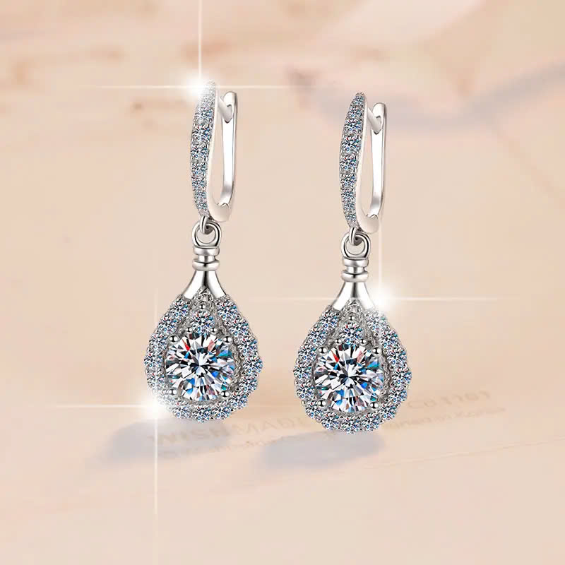 Bông Tai ESME ESES0047 Kim Cương Đá Moissanite Bạc 925 Xi Kim 5 lớp