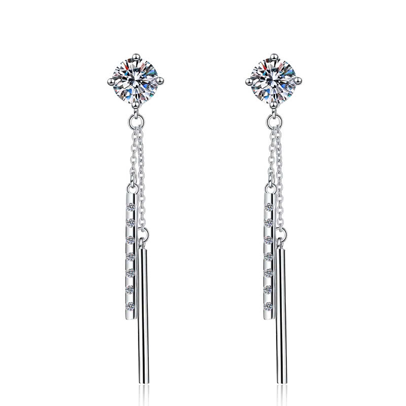 Bông Tai ESME ESES040 Kim Cương Đá Moissanite Bạc 925 Xi Kim 5 lớp