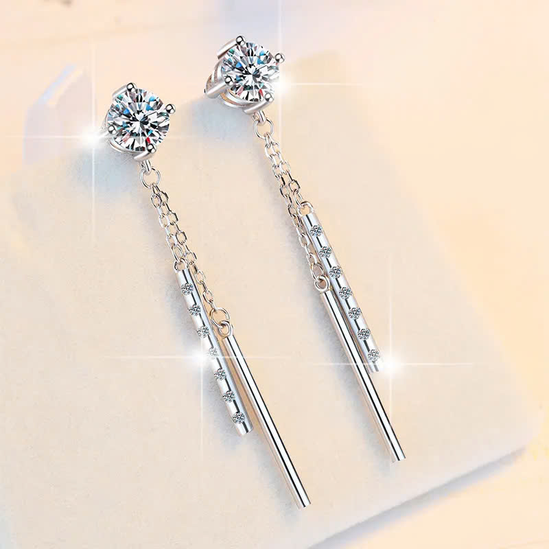 Bông Tai ESME ESES040 Kim Cương Đá Moissanite Bạc 925 Xi Kim 5 lớp