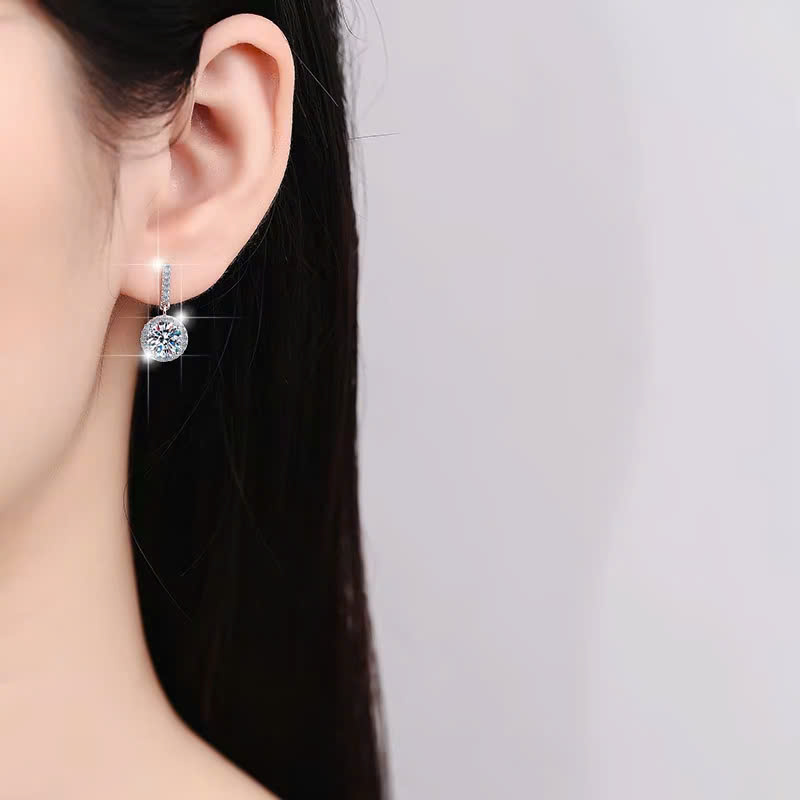 Bông Tai ESME ESES038 Kim Cương Đá Moissanite Bạc 925 Xi Kim 5 lớp
