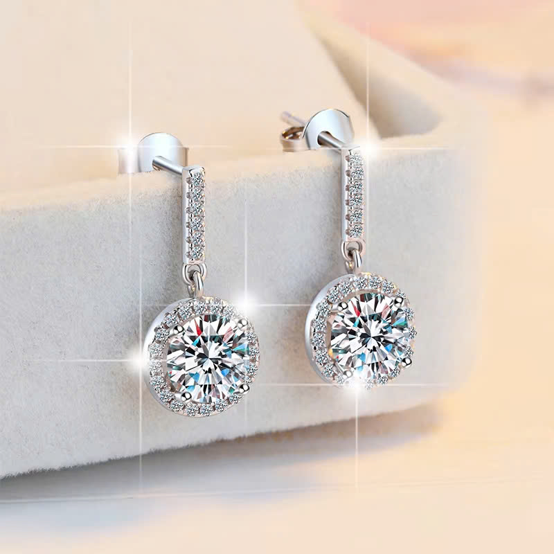 Bông Tai ESME ESES038 Kim Cương Đá Moissanite Bạc 925 Xi Kim 5 lớp