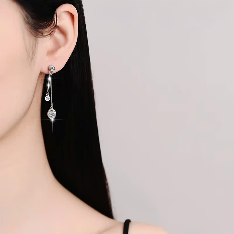 Bông Tai ESME ESES036 Kim Cương Đá Moissanite Bạc 925 Xi Kim 5 lớp