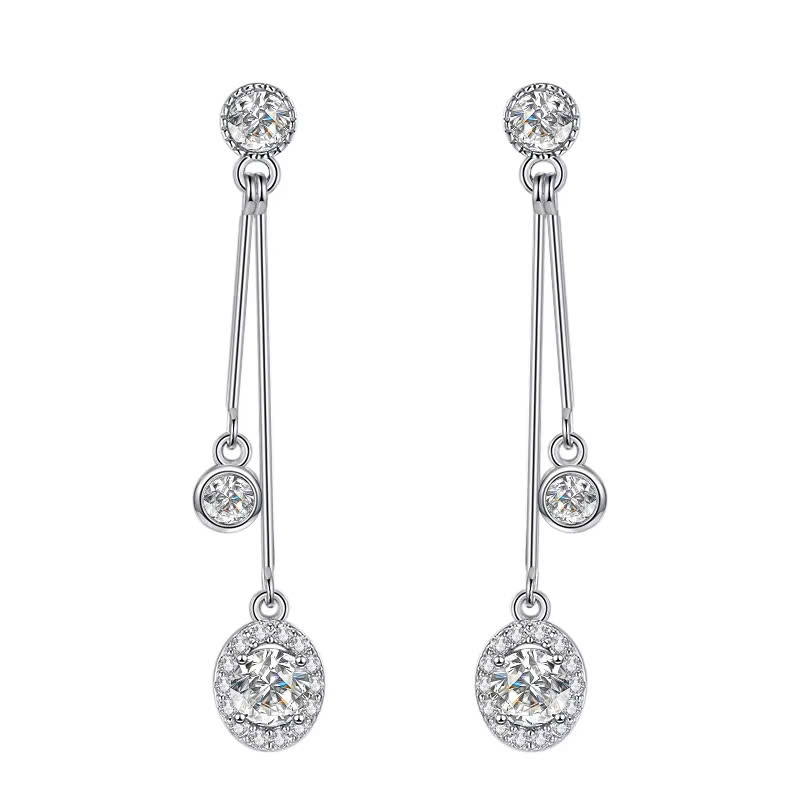 Bông Tai ESME ESES036 Kim Cương Đá Moissanite Bạc 925 Xi Kim 5 lớp