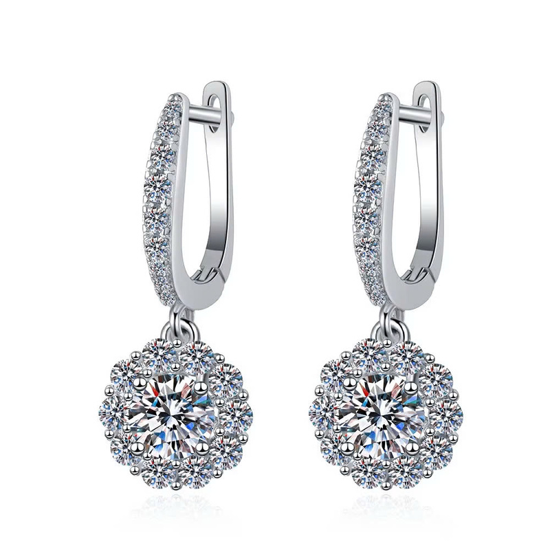 Bông Tai ESME ESES035 Kim Cương Đá Moissanite Bạc 925 Xi Kim 5 lớp