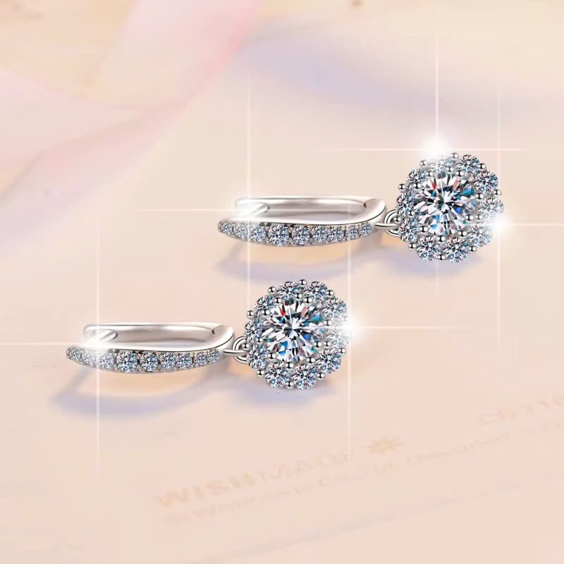 Bông Tai ESME ESES035 Kim Cương Đá Moissanite Bạc 925 Xi Kim 5 lớp