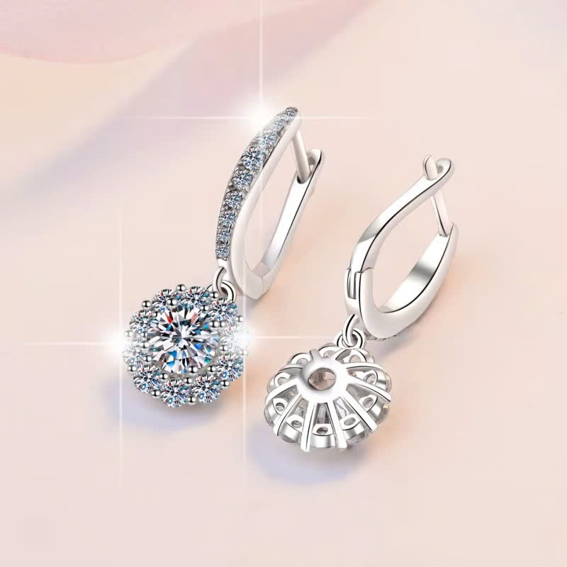 Bông Tai ESME ESES035 Kim Cương Đá Moissanite Bạc 925 Xi Kim 5 lớp