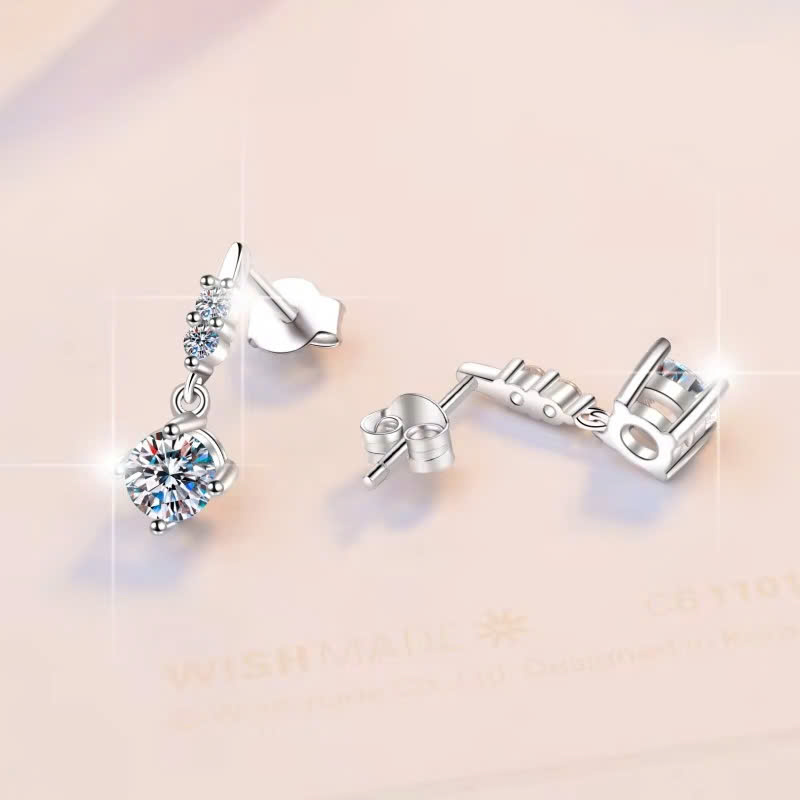 Bông Tai ESME ESES034 Kim Cương Đá Moissanite Bạc 925 Xi Kim 5 lớp