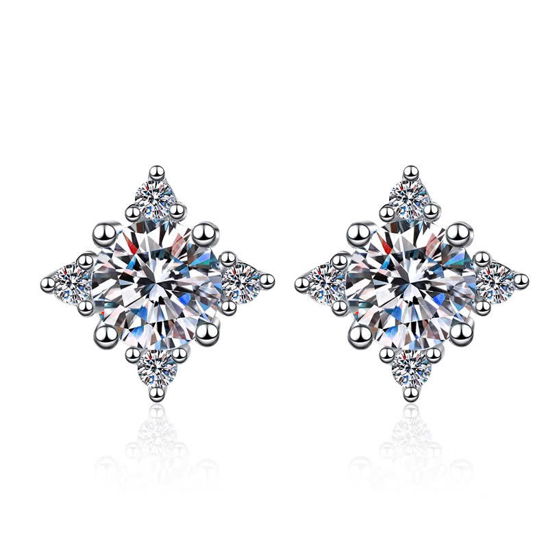 Bông Tai ESME ESES031 Kim Cương Đá Moissanite Bạc 925 Xi Kim 5 lớp