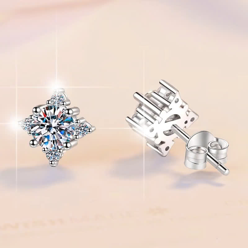 Bông Tai ESME ESES031 Kim Cương Đá Moissanite Bạc 925 Xi Kim 5 lớp