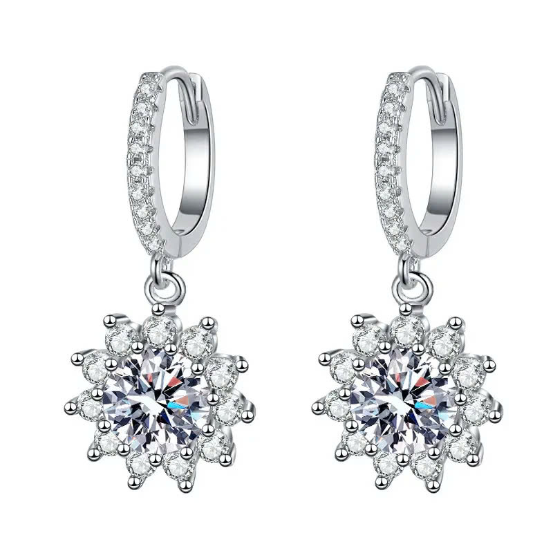 Bông Tai ESME ESES029 Kim Cương Đá Moissanite Bạc 925 Xi Kim 5 lớp