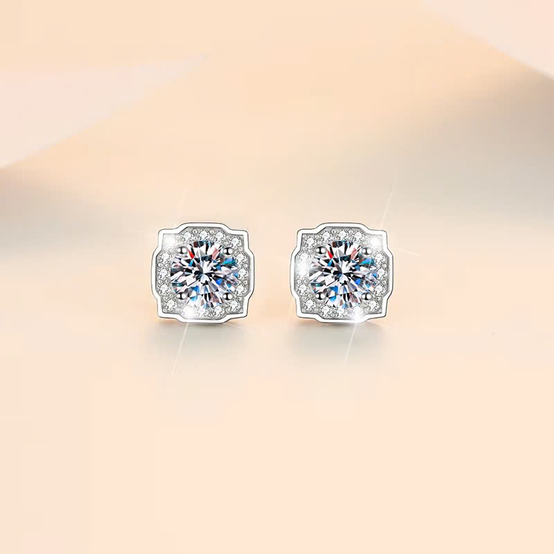 Bông Tai ESME ESES009 Kim Cương Đá Moissanite Bạc 925 Xi Kim 5 lớp