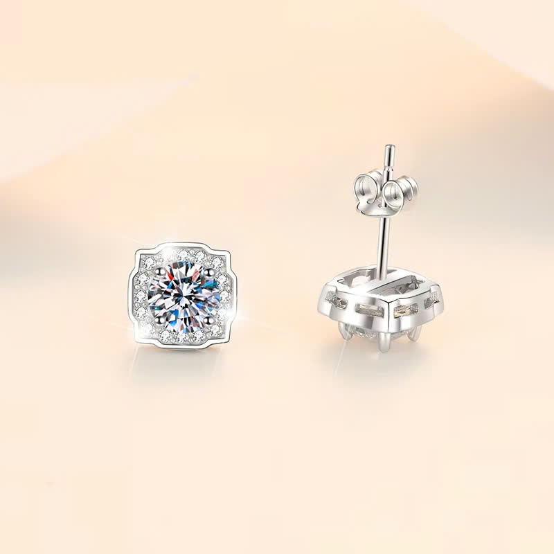 Bông Tai ESME ESES009 Kim Cương Đá Moissanite Bạc 925 Xi Kim 5 lớp