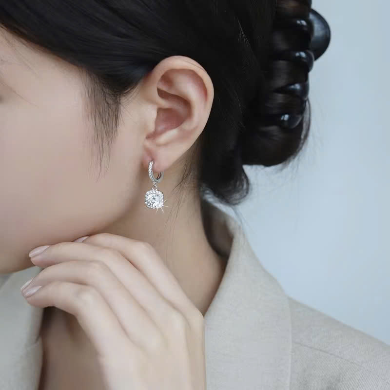 Bông Tai ESME ESES004 Kim Cương Đá Moissanite Bạc 925 Xi Kim 5 lớp