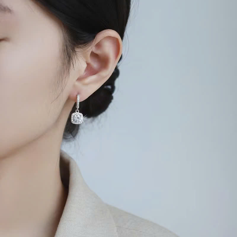 Bông Tai ESME ESES004 Kim Cương Đá Moissanite Bạc 925 Xi Kim 5 lớp