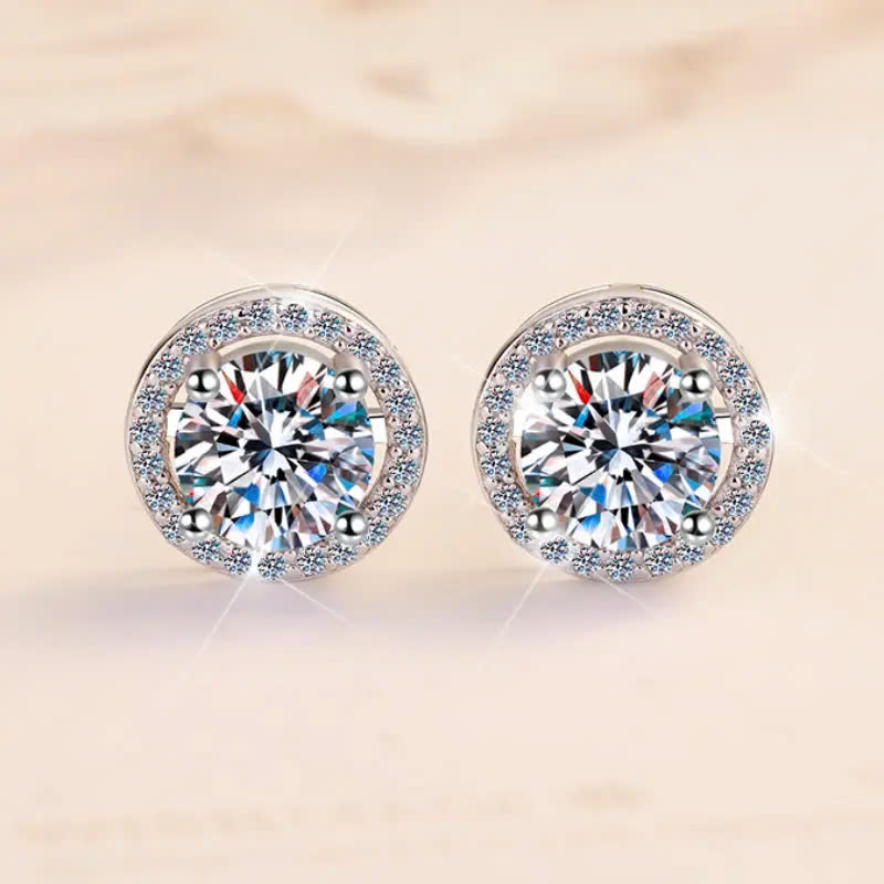 Bông Tai ESME ESES011 Kim Cương Đá Moissanite Bạc 925 Xi Kim 5 lớp