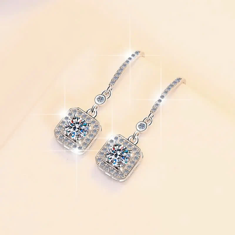 Bông Tai ESME ESES015 Kim Cương Đá Moissanite Bạc 925 Xi Kim 5 lớp
