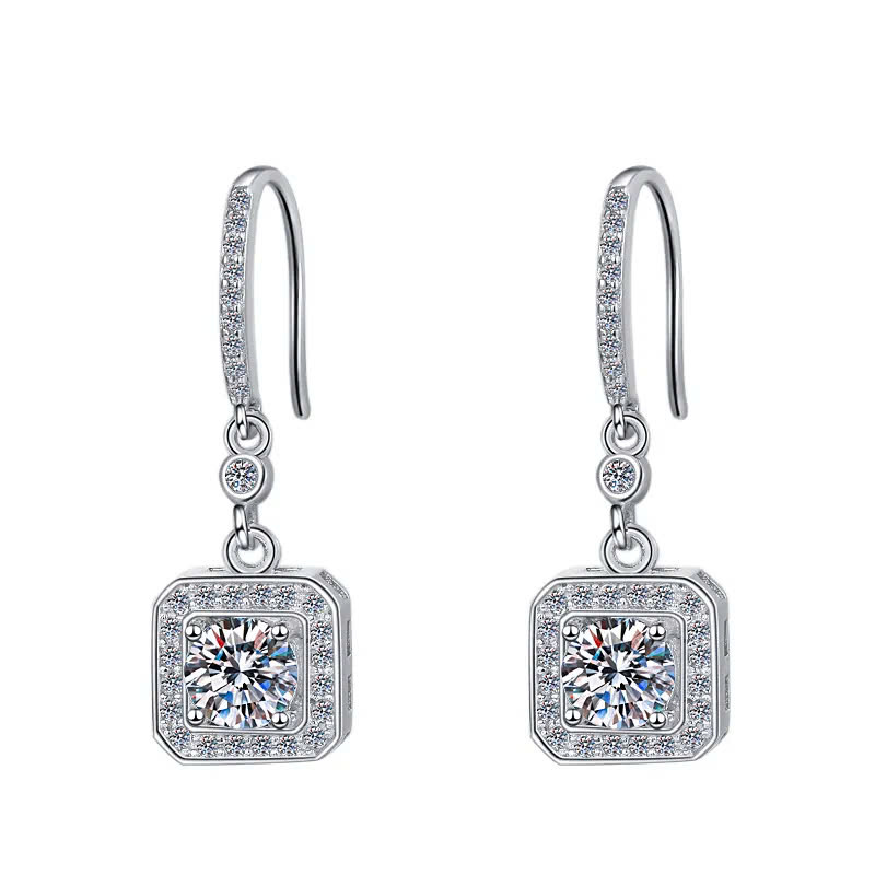 Bông Tai ESME ESES015 Kim Cương Đá Moissanite Bạc 925 Xi Kim 5 lớp