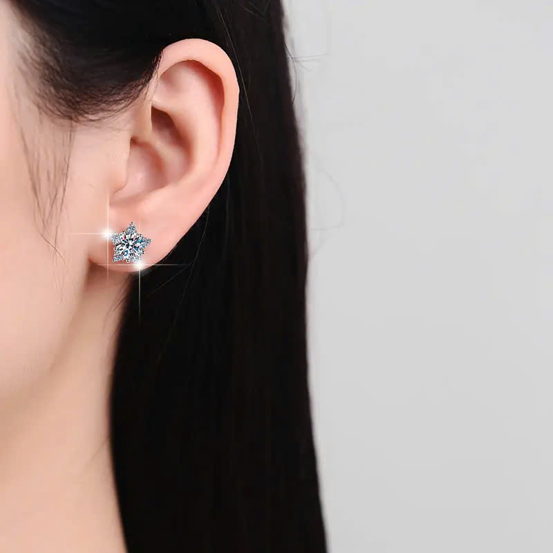 Bông Tai ESME ESES053 Kim Cương Đá Moissanite Bạc 925 Xi Kim 5 lớp