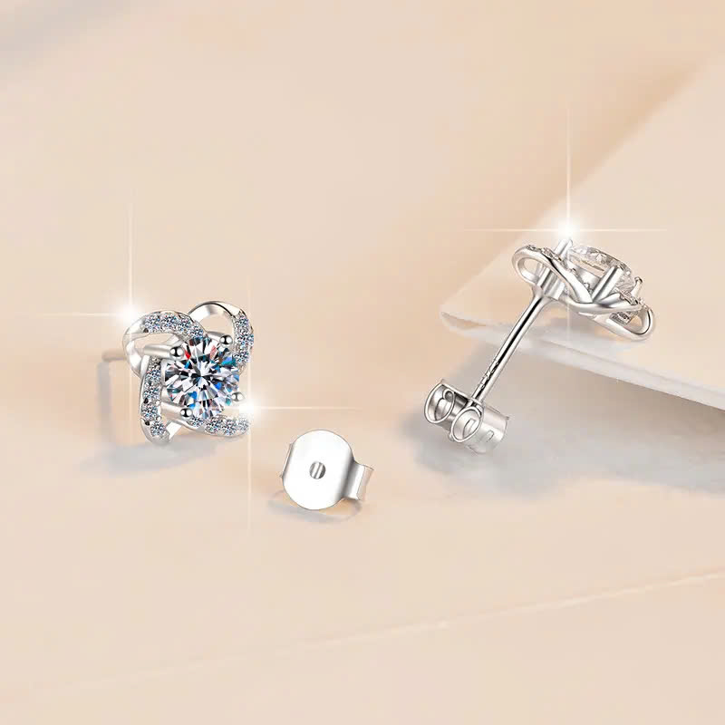 Bông Tai ESME ESES057 Kim Cương Đá Moissanite Bạc 925 Xi Kim 5 lớp