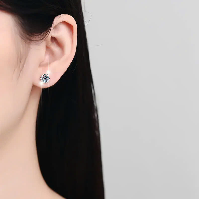 Bông Tai ESME ESES054 Kim Cương Đá Moissanite Bạc 925 Xi Kim 5 lớp