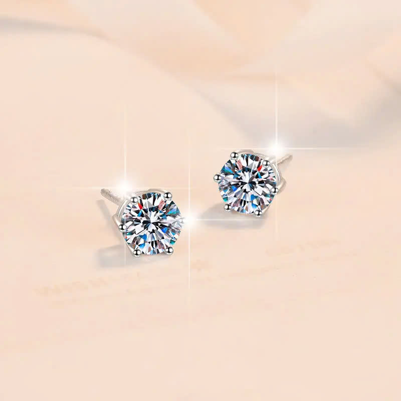 Bông Tai ESME ESES054 Kim Cương Đá Moissanite Bạc 925 Xi Kim 5 lớp