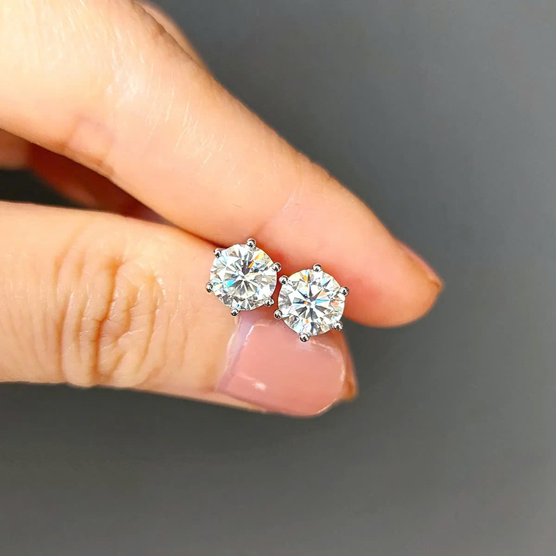 Bông Tai ESME ESES054 Kim Cương Đá Moissanite Bạc 925 Xi Kim 5 lớp
