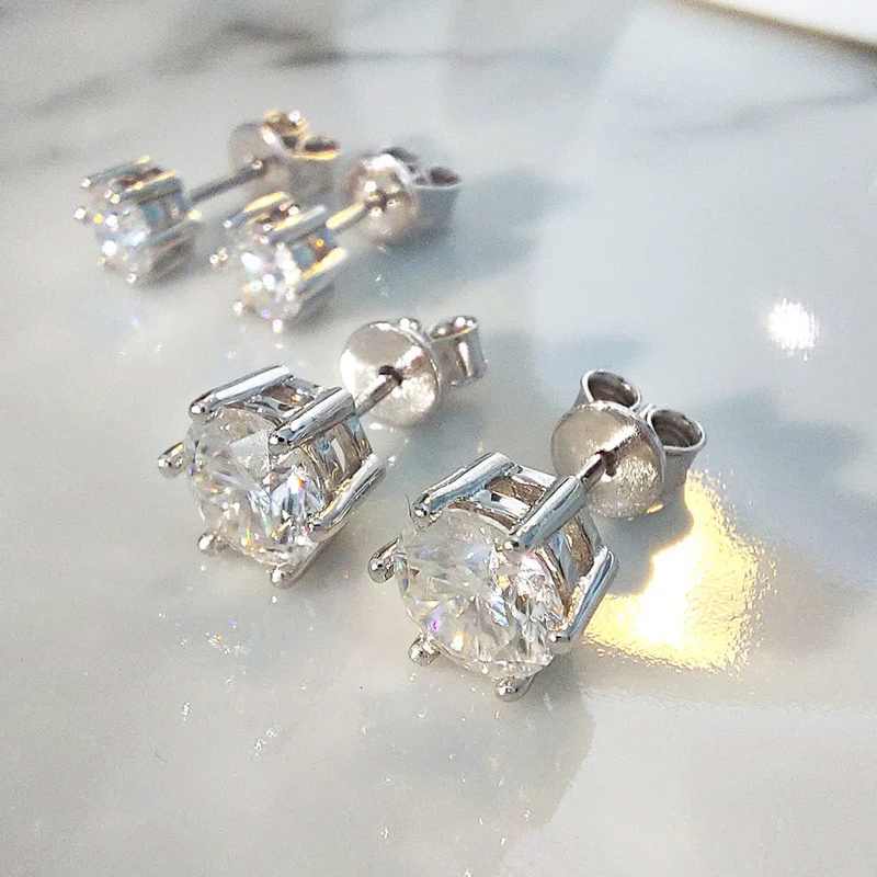 Bông Tai ESME ESES054 Kim Cương Đá Moissanite Bạc 925 Xi Kim 5 lớp