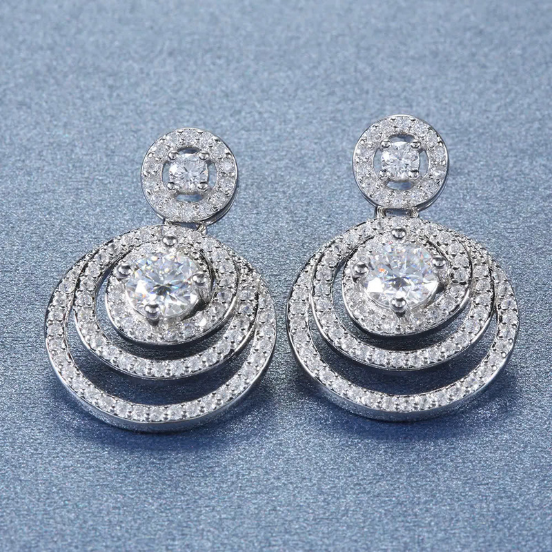 Bông Tai ESME ESES043a Kim Cương Đá Moissanite Bạc 925 Xi Kim 5 lớp