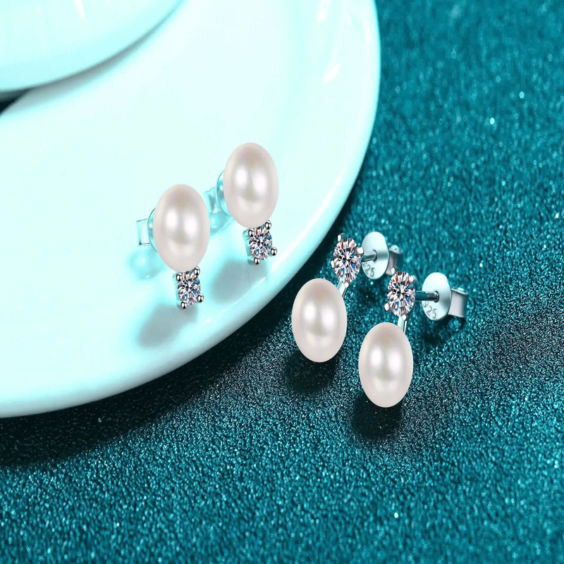 Bông Tai ESME ESES010a Kim Cương Đá Moissanite Bạc 925 Xi Kim 5 lớp