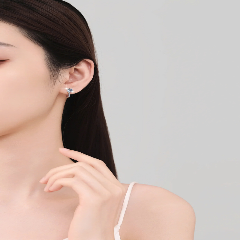 Bông Tai ESME ESES019 Kim Cương Đá Moissanite Bạc 925 Xi Kim 5 lớp