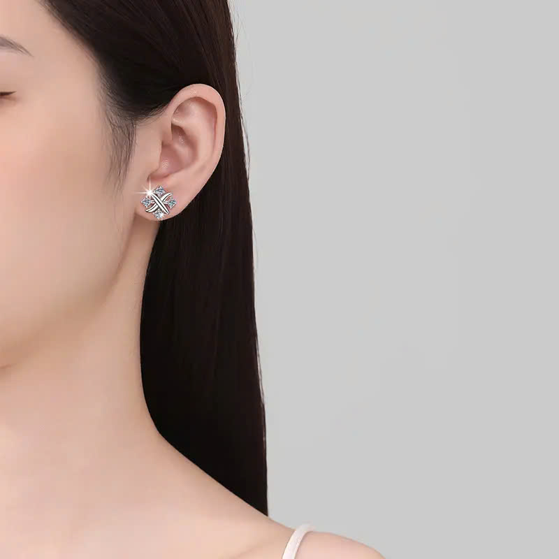 Bông Tai ESME ESES0061 Kim Cương Đá Moissanite Bạc 925 Xi Kim 5 lớp